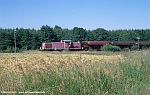 Juli 1996: 290 214 mit einem Schotterzug bei Waldbach